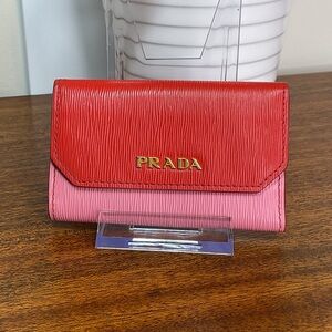 Prada Bicolor Red and Pink Key Holder